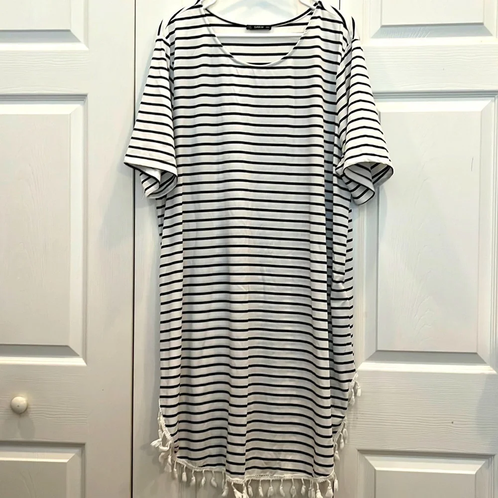 # Shein striped 3X cover-up with tassels